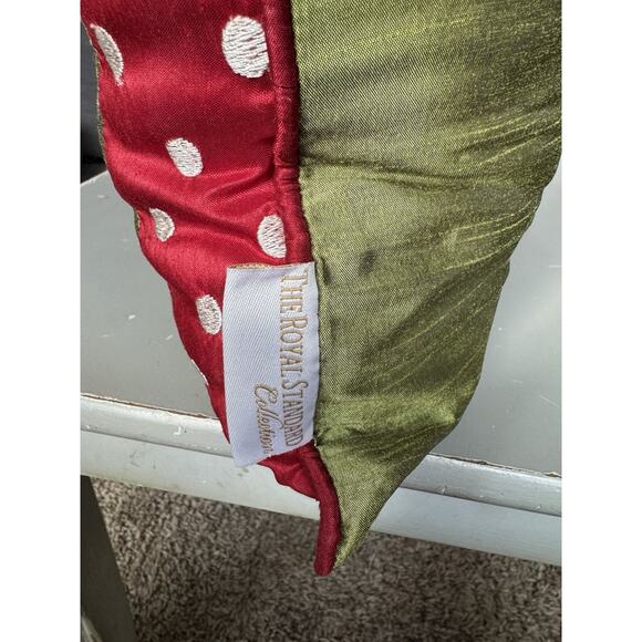 The Royal Standard Christmas Reindeer Pillow Holiday Decor Red Green Polka Dot - Picture 5 of 6
